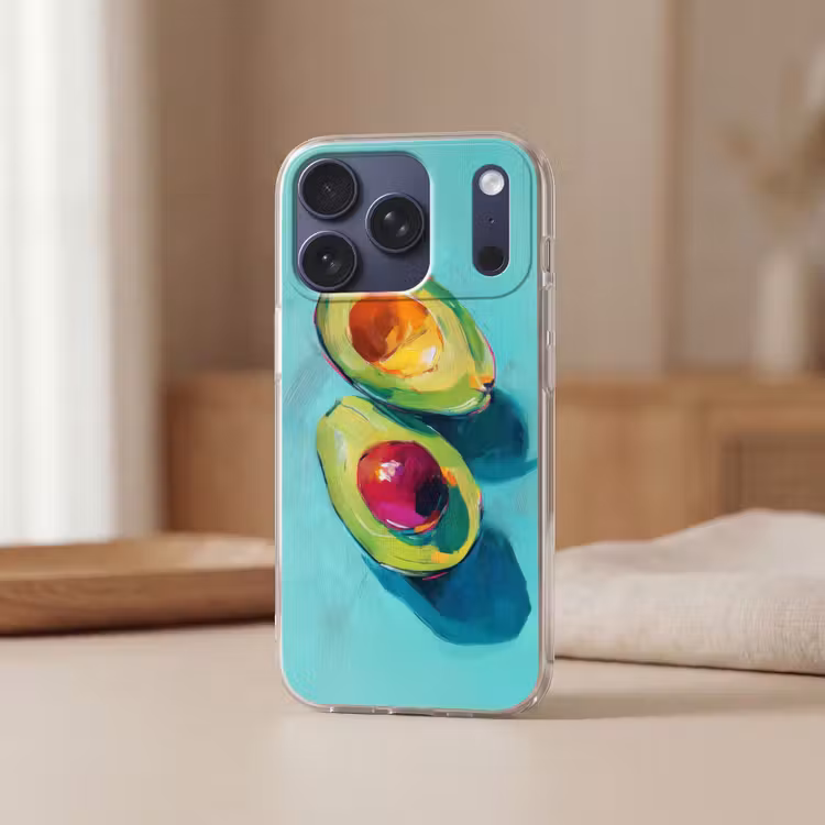 Avocado - Groen - Pit - Schaduw Telefoonhoesje iPhone 17 Pro klein -sfeer2