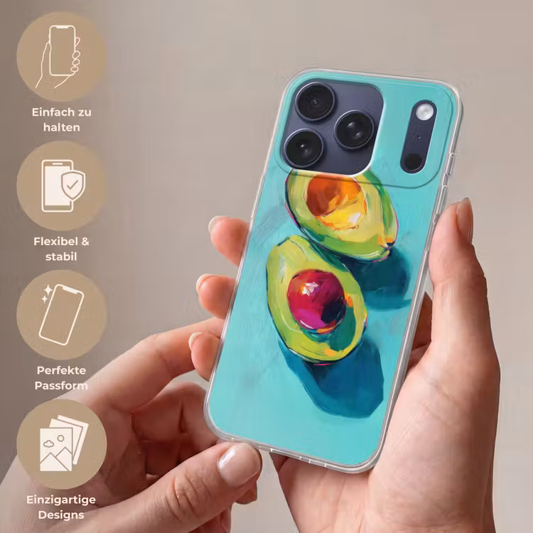 Avocado - Groen - Pit - Schaduw Telefoonhoesje iPhone 17 Pro klein -sfeer3_DE