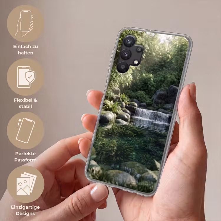 Beek - Waterval - Natuur - Groen Telefoonhoesje Samsung Galaxy A32 5G klein -sfeer3_DE