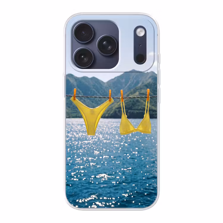 Badmode - Bikini - Zee - Bergen - Geel Telefoonhoesje iPhone 17 Pro klein -3d