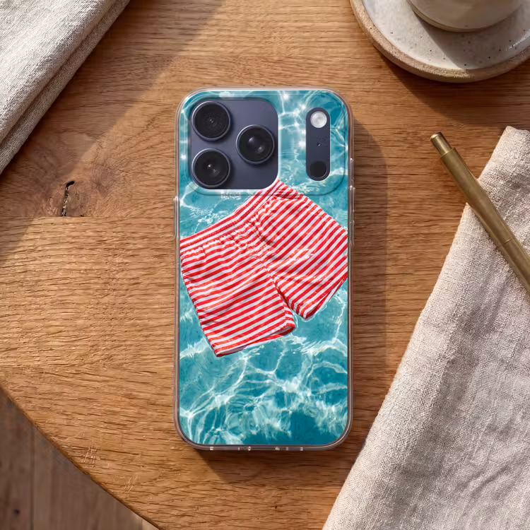 Zwemkleding - Gestreept - Water - Zomer - Rood-wit Telefoonhoesje iPhone 17 Pro klein -sfeer1