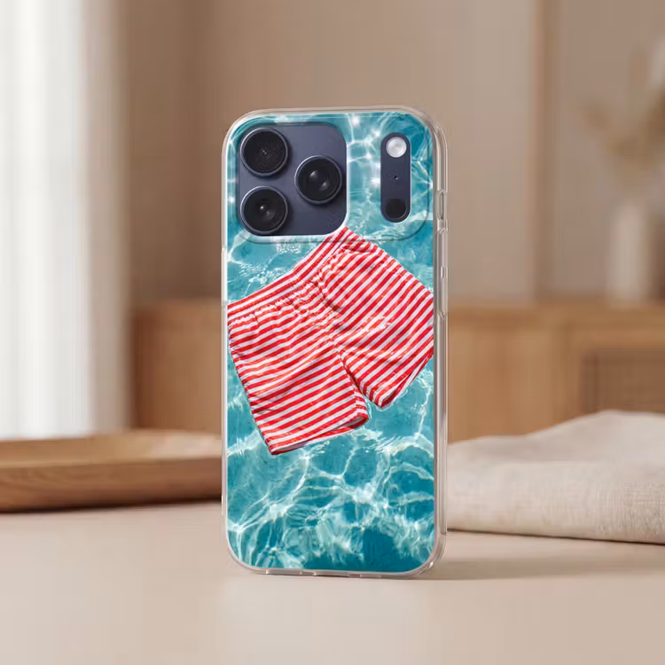 Zwemkleding - Gestreept - Water - Zomer - Rood-wit Telefoonhoesje iPhone 17 Pro klein -sfeer2