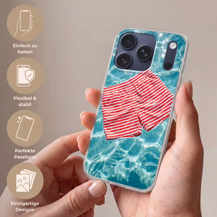 Zwemkleding - Gestreept - Water - Zomer - Rood-wit Telefoonhoesje iPhone 17 Pro klein -sfeer3_DE