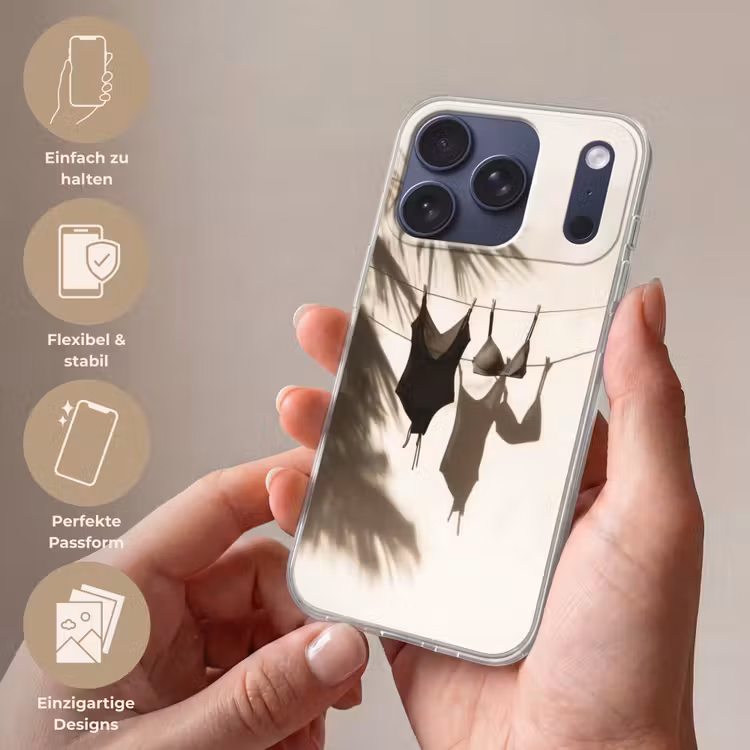Badkleding - Palmbomen - Schaduw - Tropisch Telefoonhoesje iPhone 17 Pro klein -sfeer3_DE