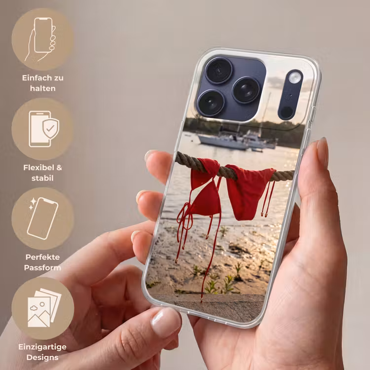 Badkleding - Rood - Zomer - Water - Zonsondergang Telefoonhoesje iPhone 17 Pro klein -sfeer3_DE