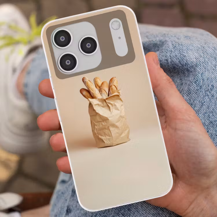 Baguette - Brood - Stokbrood - Beige Telefoonhoesje iPhone 17 Pro klein -sfeer2