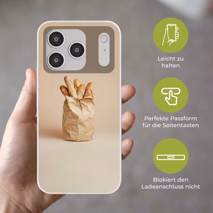 Baguette - Brood - Stokbrood - Beige Telefoonhoesje iPhone 17 Pro klein -sfeer3_DE