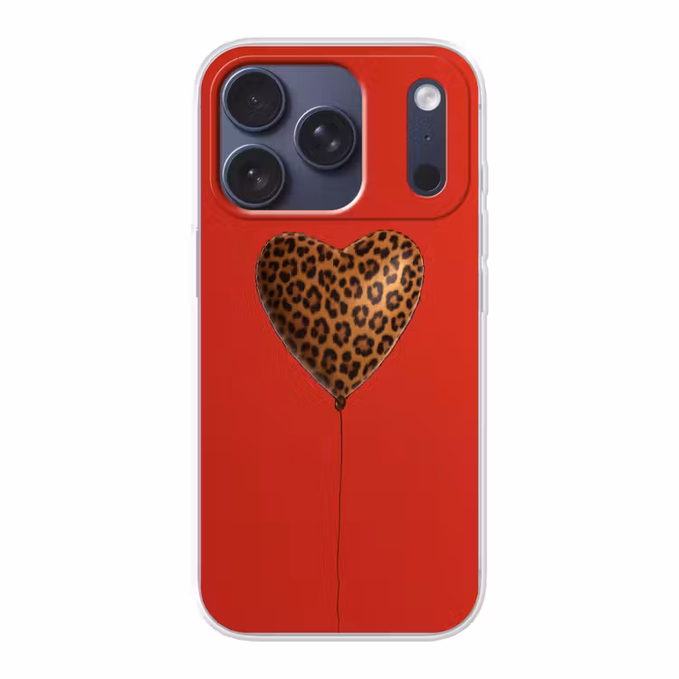 Ballon - Hartvormig - Rood - Panterpatroon Telefoonhoesje iPhone 17 Pro klein -3d