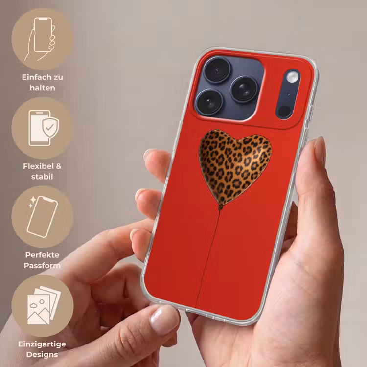 Ballon - Hartvormig - Rood - Panterpatroon Telefoonhoesje iPhone 17 Pro klein -sfeer3_DE