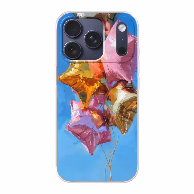 Ballonnen - Goud - Stervorm - Roze Telefoonhoesje iPhone 17 Pro klein -3d