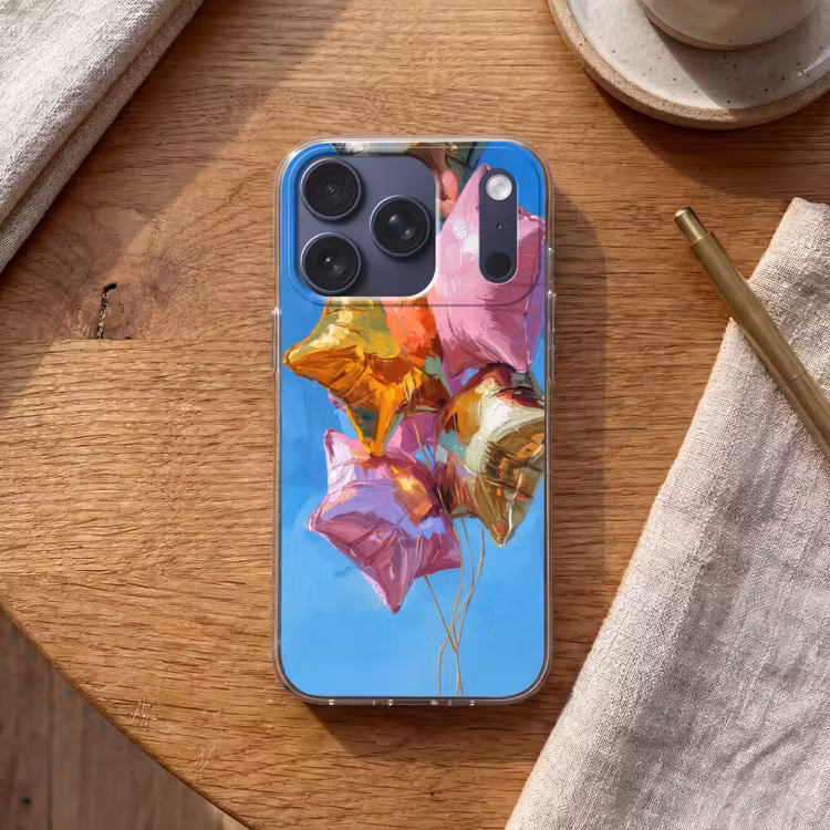Ballonnen - Goud - Stervorm - Roze Telefoonhoesje iPhone 17 Pro klein -sfeer1