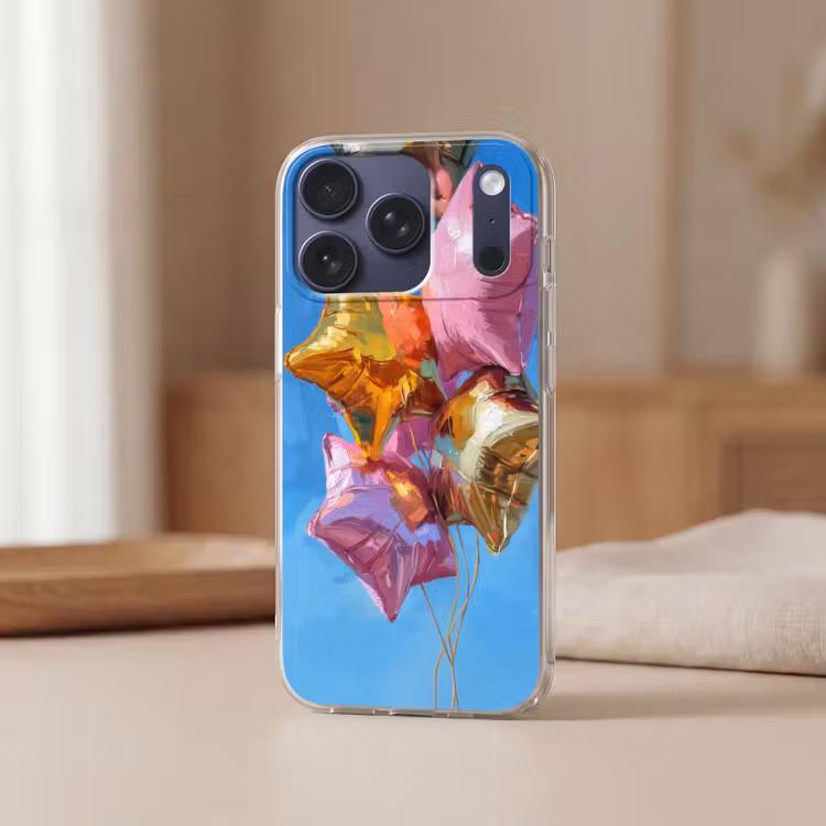 Ballonnen - Goud - Stervorm - Roze Telefoonhoesje iPhone 17 Pro klein -sfeer2