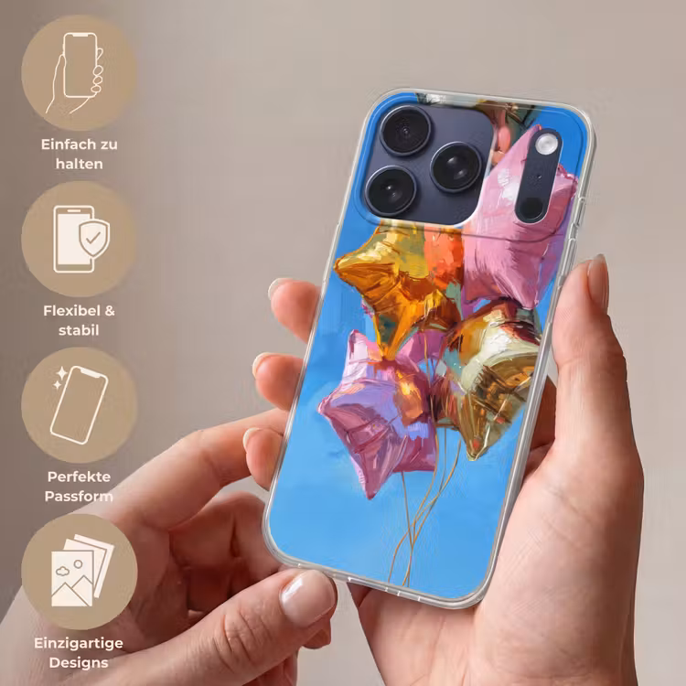 Ballonnen - Goud - Stervorm - Roze Telefoonhoesje iPhone 17 Pro klein -sfeer3_DE