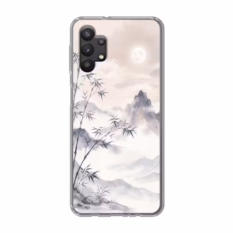 Bamboe - Azië - Grijs Telefoonhoesje Samsung Galaxy A32 5G klein -3d