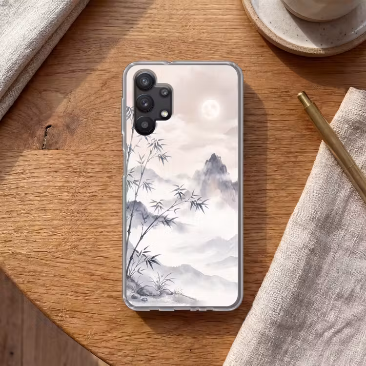 Bamboe - Azië - Grijs Telefoonhoesje Samsung Galaxy A32 5G klein -sfeer1
