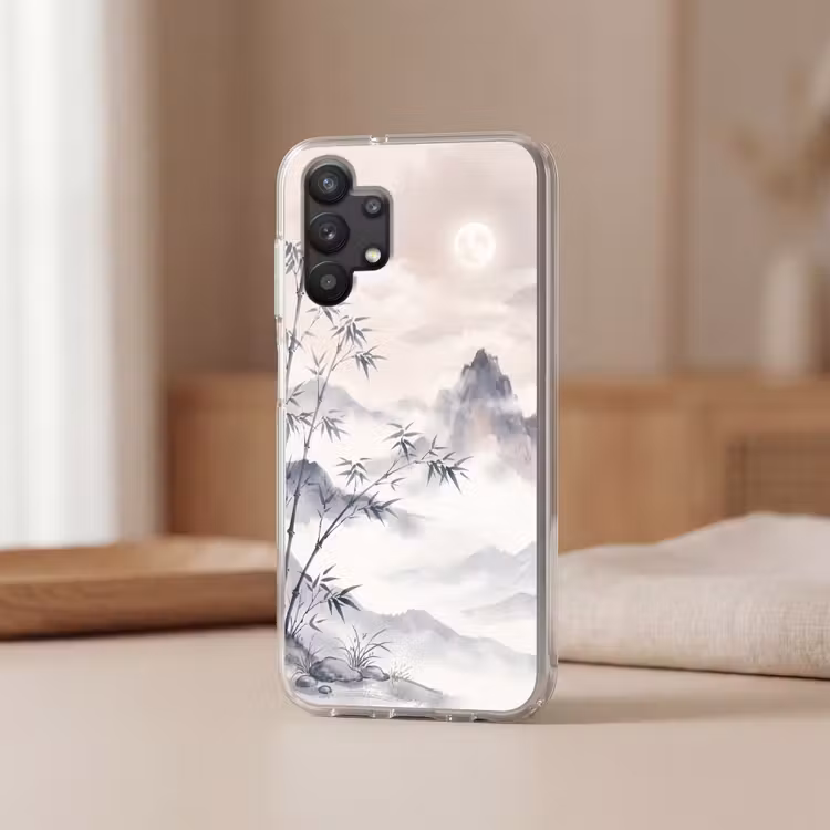 Bamboe - Azië - Grijs Telefoonhoesje Samsung Galaxy A32 5G klein -sfeer2