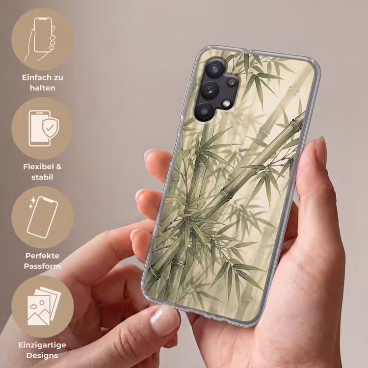 Bamboe - Bladeren - Aziatisch - Groen - Natuur Telefoonhoesje Samsung Galaxy A32 5G klein -sfeer3_DE