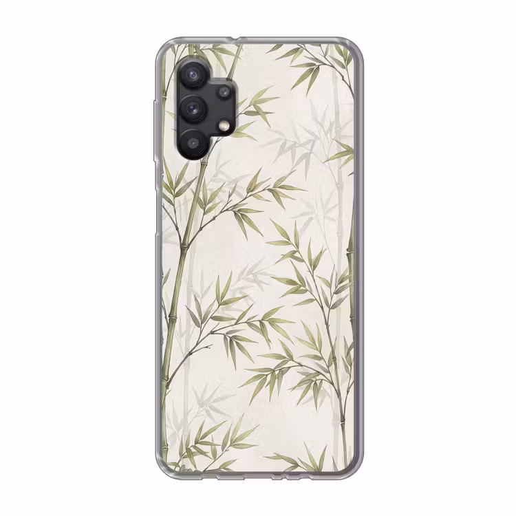 Bamboe - Bladeren - Natuur - Aquarel - Groen Telefoonhoesje Samsung Galaxy A32 5G klein -3d