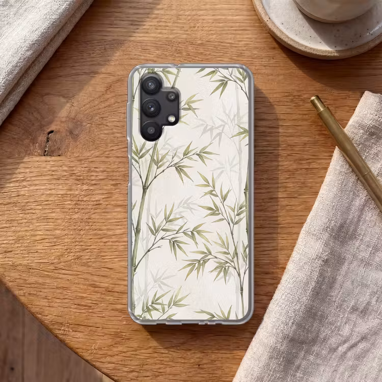 Bamboe - Bladeren - Natuur - Aquarel - Groen Telefoonhoesje Samsung Galaxy A32 5G klein -sfeer1