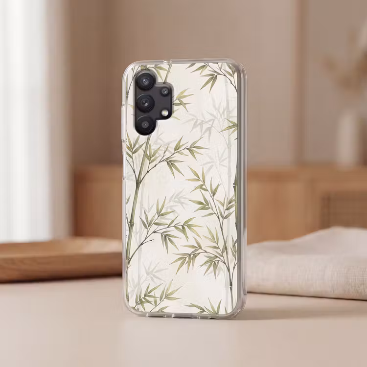 Bamboe - Bladeren - Natuur - Aquarel - Groen Telefoonhoesje Samsung Galaxy A32 5G klein -sfeer2