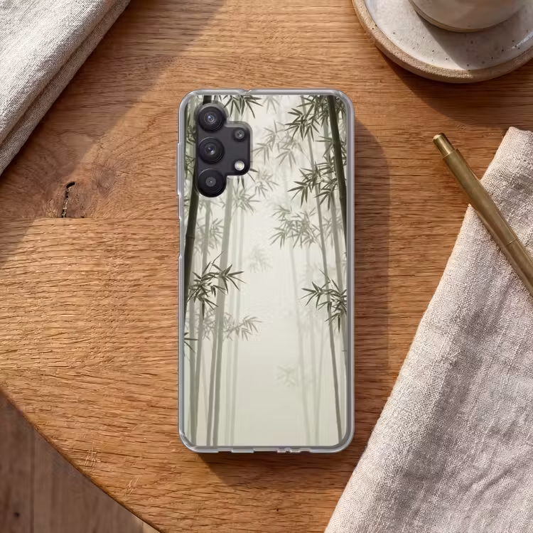 Bamboe - Bos - Mist - Natuur Telefoonhoesje Samsung Galaxy A32 5G klein -sfeer1