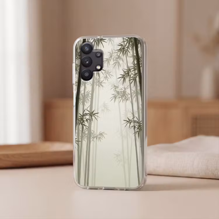 Bamboe - Bos - Mist - Natuur Telefoonhoesje Samsung Galaxy A32 5G klein -sfeer2
