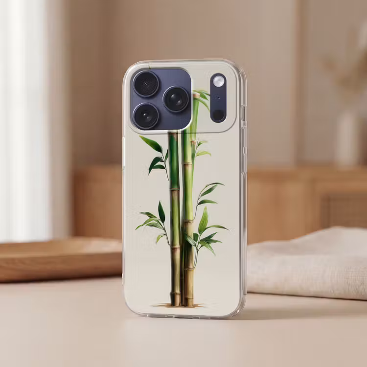 Bamboestengels - Sierlijk - Groen Telefoonhoesje iPhone 17 Pro klein -sfeer2