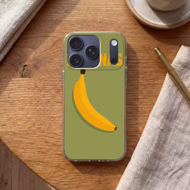 Banaan - Minimalistisch - Geel Telefoonhoesje iPhone 17 Pro klein -sfeer1