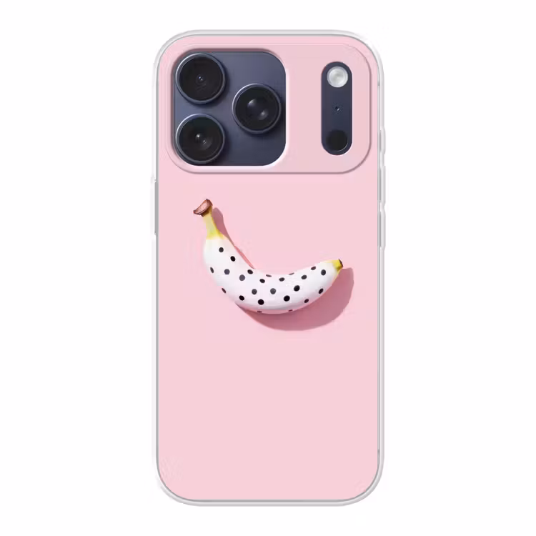 Banaan - Stippen - roze Telefoonhoesje iPhone 17 Pro klein -3d