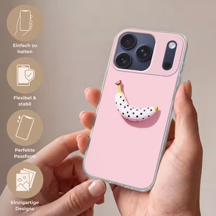 Banaan - Stippen - roze Telefoonhoesje iPhone 17 Pro klein -sfeer3_DE