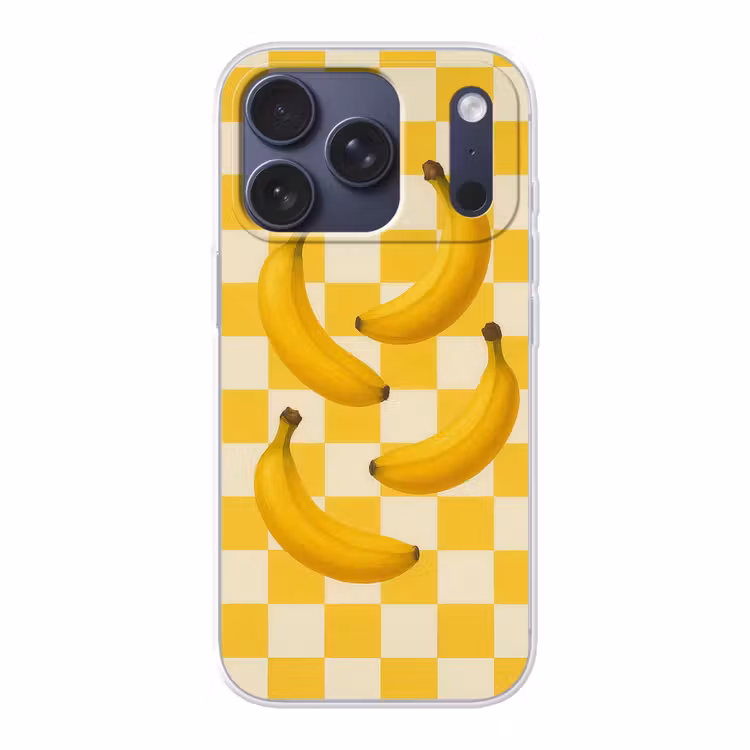 Bananen - Geel - Geblokt Telefoonhoesje iPhone 17 Pro klein -3d