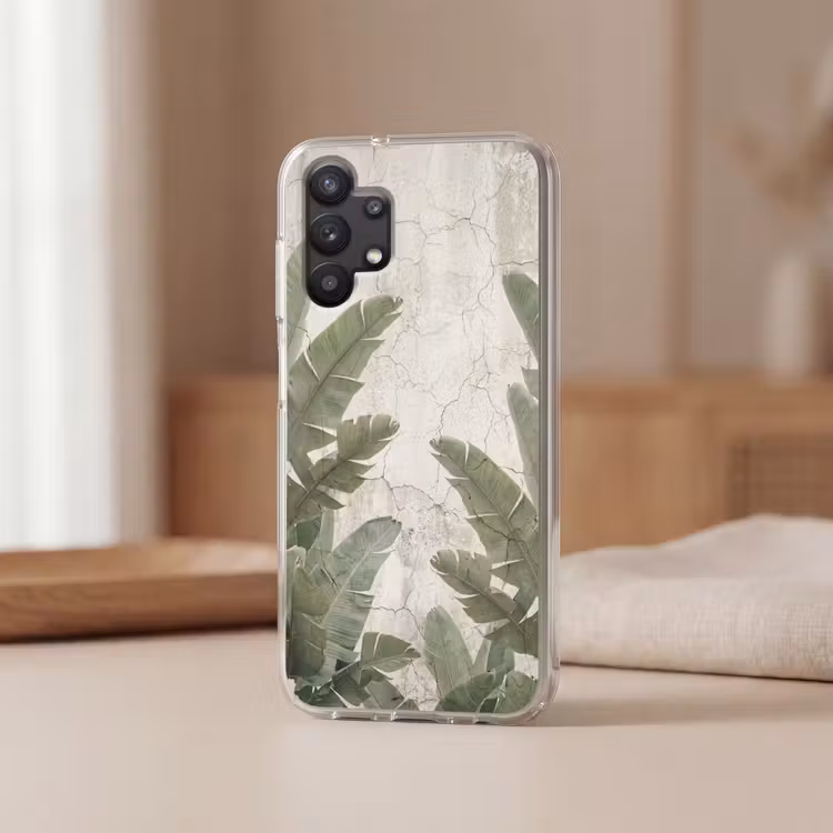Bananenbladeren - Beton - Groen Telefoonhoesje Samsung Galaxy A32 5G klein -sfeer2