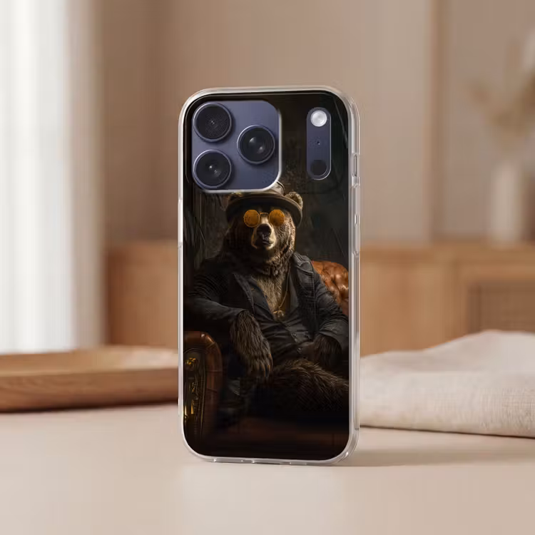 Beer - Bruin - Pak - Hoed Telefoonhoesje iPhone 17 Pro klein -sfeer2