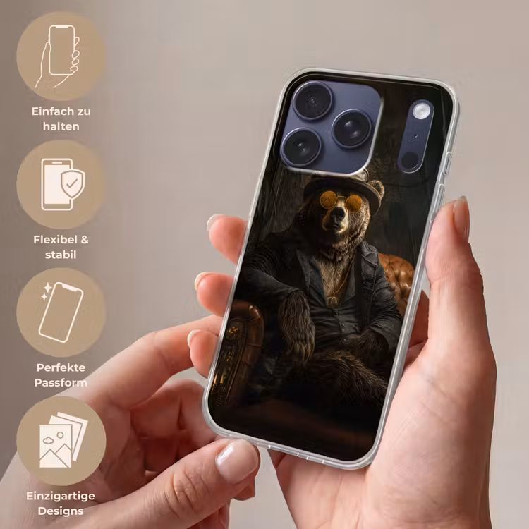 Beer - Bruin - Pak - Hoed Telefoonhoesje iPhone 17 Pro klein -sfeer3_DE