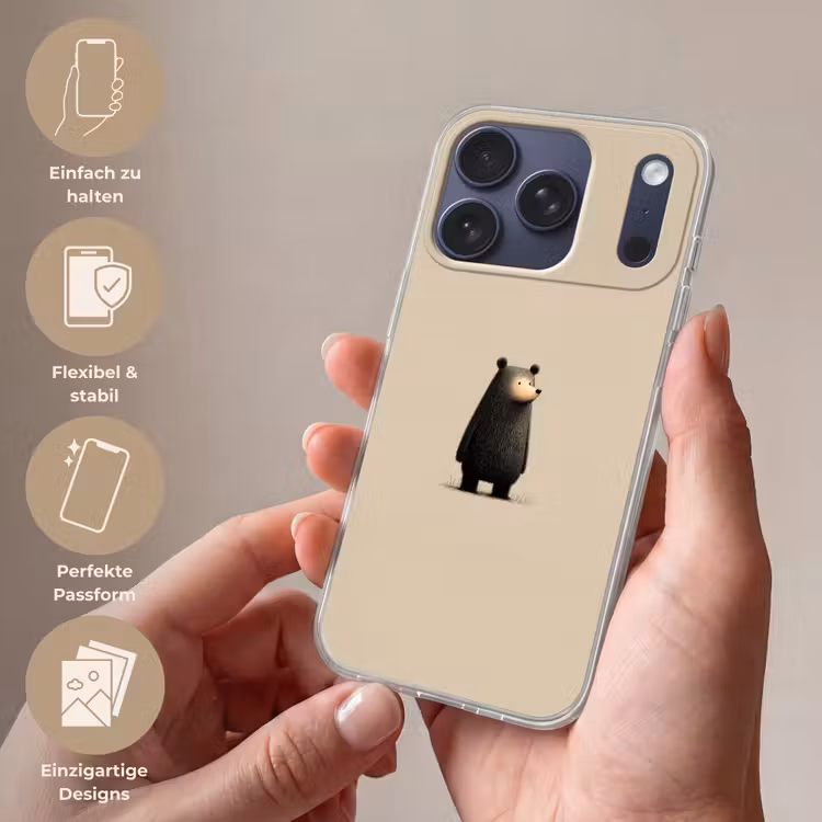 Beer - Donkerbruin - Minimalistisch Telefoonhoesje iPhone 17 Pro klein -sfeer3_DE