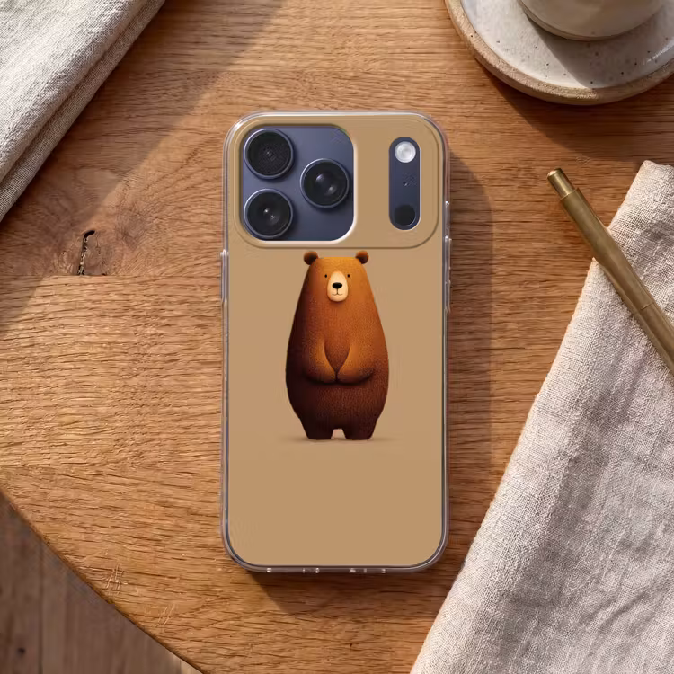 Beer - Minimalistisch - Bruin Telefoonhoesje iPhone 17 Pro klein -sfeer1