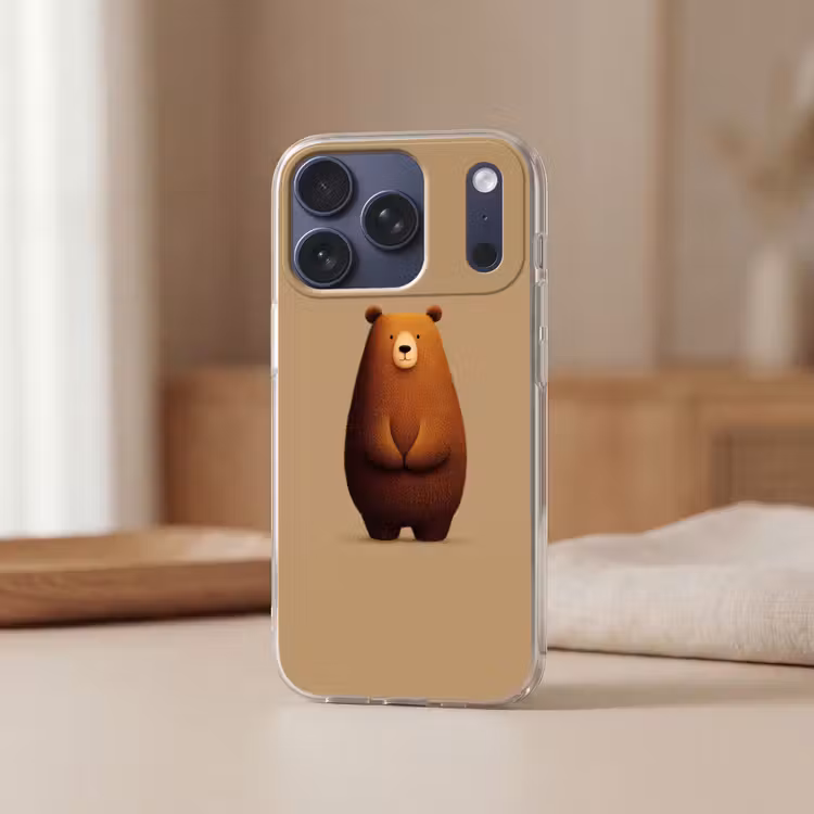 Beer - Minimalistisch - Bruin Telefoonhoesje iPhone 17 Pro klein -sfeer2