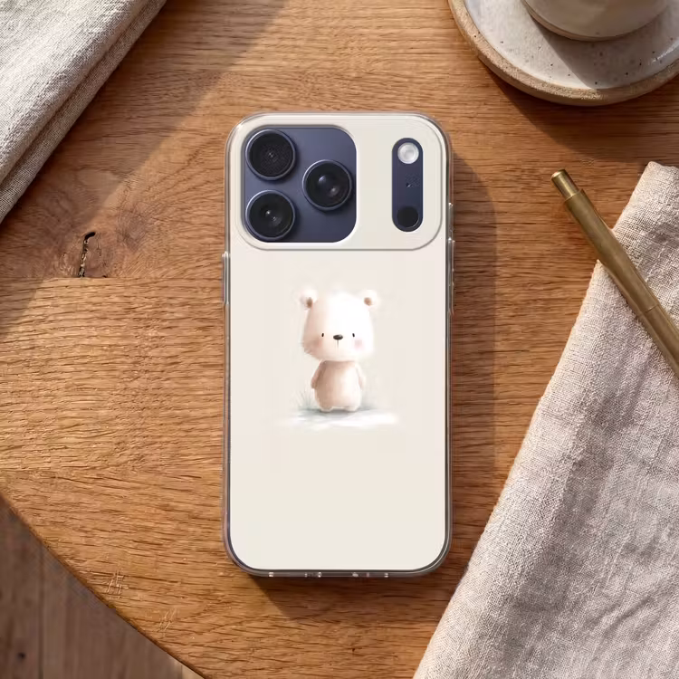 Beertje - Sneeuwvlokje - Wit - Pluizig Telefoonhoesje iPhone 17 Pro klein -sfeer1