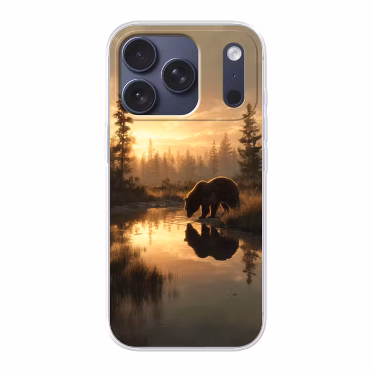 Beer - water - Bos - Ochtendlicht Telefoonhoesje iPhone 17 Pro klein -3d