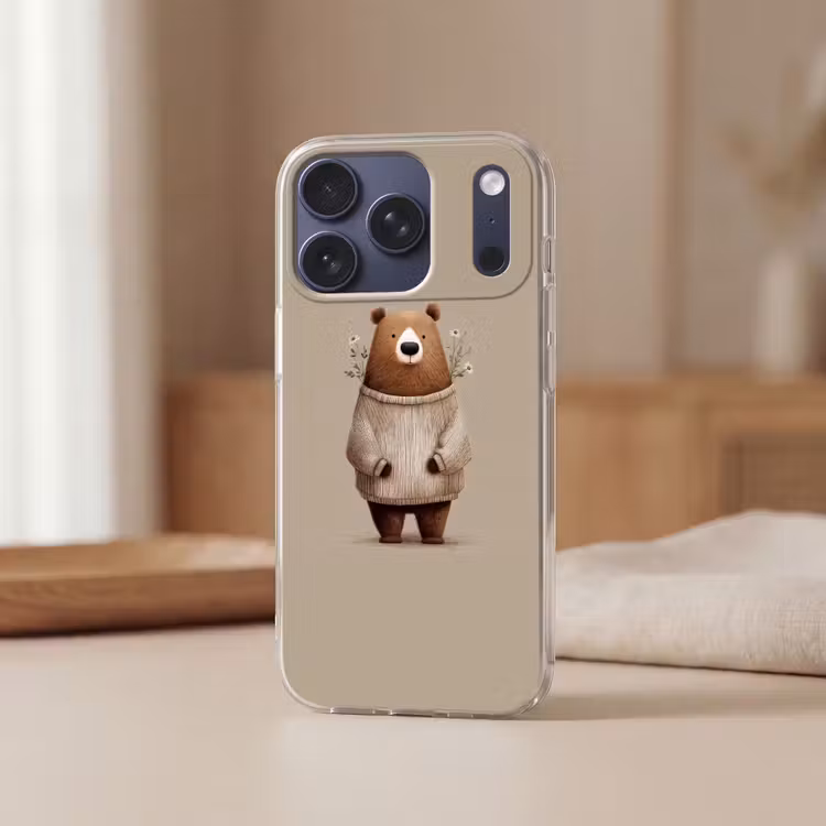 Beer - Witte bloemen - Knus Telefoonhoesje iPhone 17 Pro klein -sfeer2