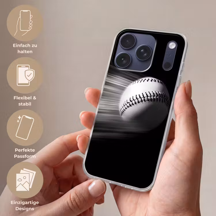 Honkbal - Wit - Vliegt Telefoonhoesje iPhone 17 Pro klein -sfeer3_DE