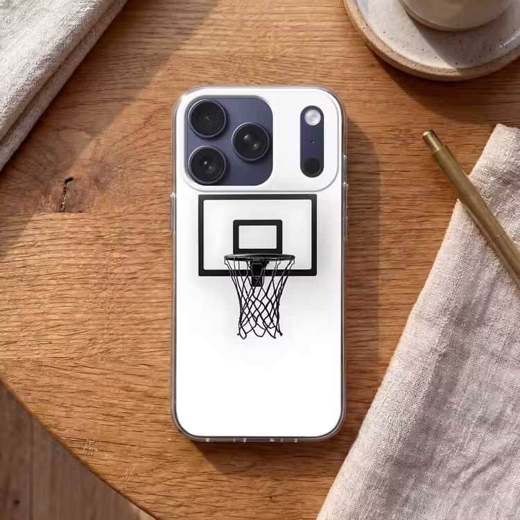 Basketbalbord - Minimalistisch - Zwart Telefoonhoesje iPhone 17 Pro klein -sfeer1