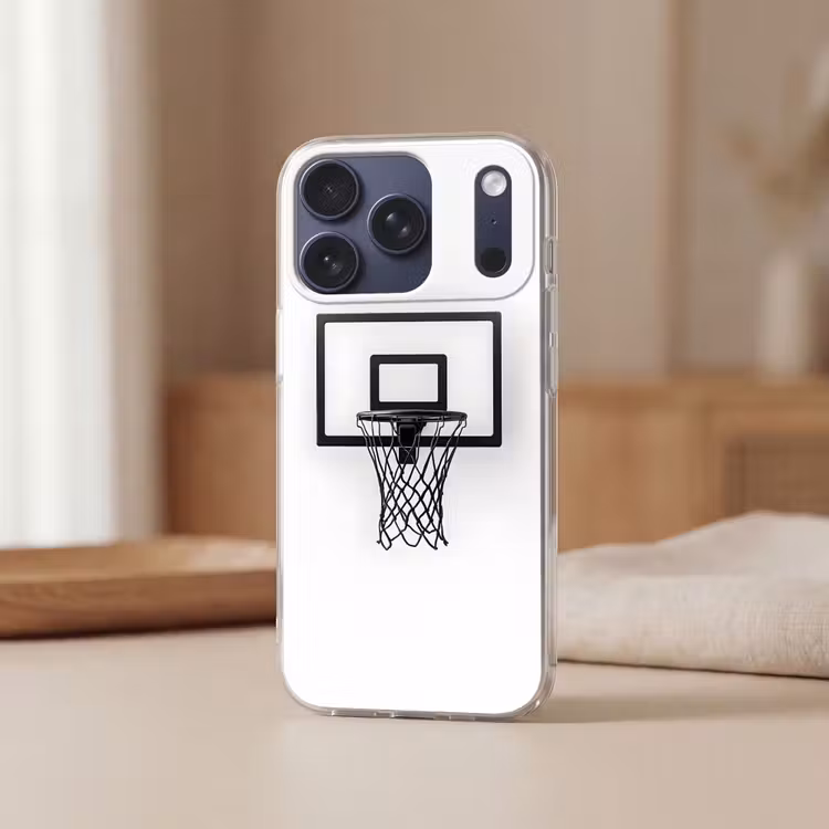 Basketbalbord - Minimalistisch - Zwart Telefoonhoesje iPhone 17 Pro klein -sfeer2