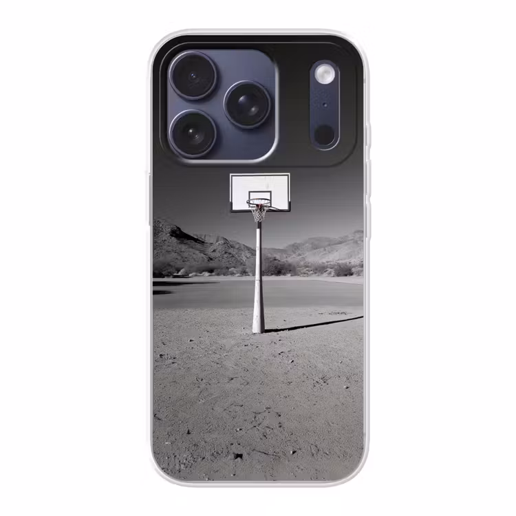 Basketbalpaal - Landschap - Zand - Wit Telefoonhoesje iPhone 17 Pro klein -3d