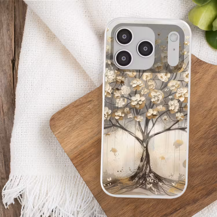 Boom - Beige - Goud - Verflook - Grijs Telefoonhoesje iPhone 17 Pro klein -sfeer1