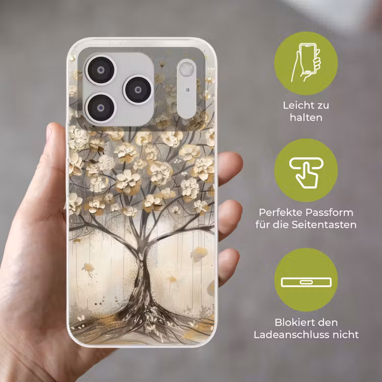 Boom - Beige - Goud - Verflook - Grijs Telefoonhoesje iPhone 17 Pro klein -sfeer3_DE