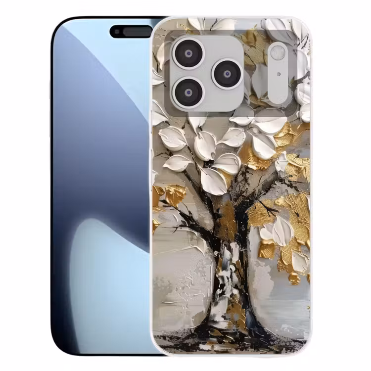 Boom - Beige - Grijs - Goud - Abstract Telefoonhoesje iPhone 17 Pro klein -3d