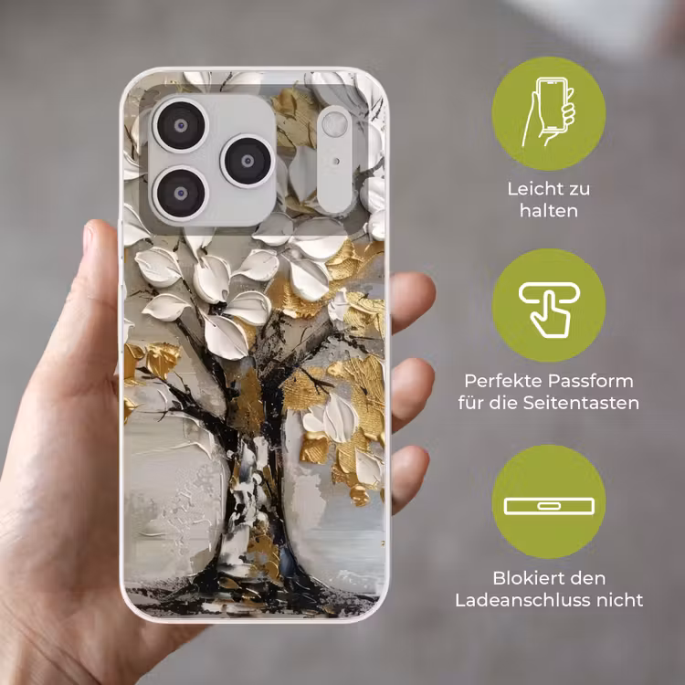 Boom - Beige - Grijs - Goud - Abstract Telefoonhoesje iPhone 17 Pro klein -sfeer3_DE