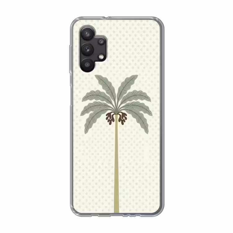Boom - Bladeren - Groen - Decoratief - Beige Telefoonhoesje Samsung Galaxy A32 5G klein -3d