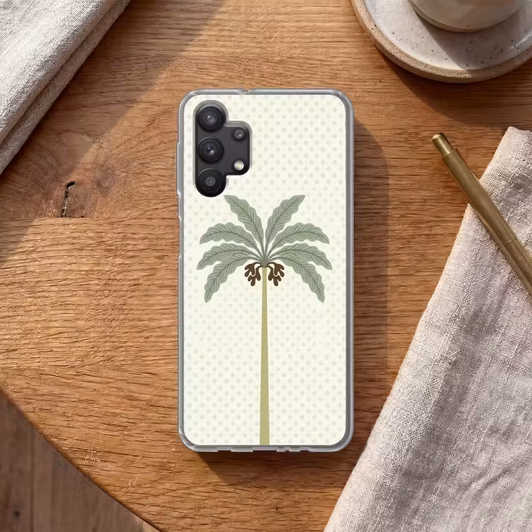 Boom - Bladeren - Groen - Decoratief - Beige Telefoonhoesje Samsung Galaxy A32 5G klein -sfeer1
